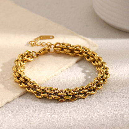 18K gold plated chunky lantern chain bracelet in stainless steel – hip-hop vintage style by STUD