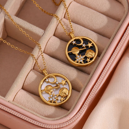 Lunar charm necklace close-up