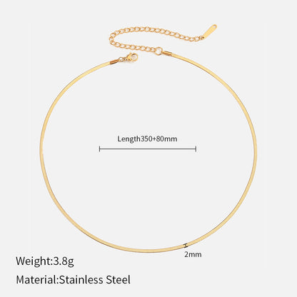 Size Details of Flat snake chain necklace in 18K gold-plated stainless steel – sleek, minimalist design by STUD-Shop Till You Drop
