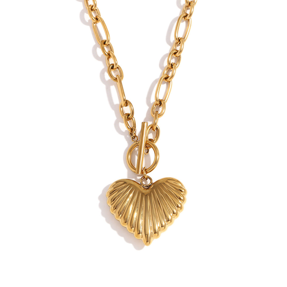 Irregular Chain Heart-Shaped Toggle Necklace