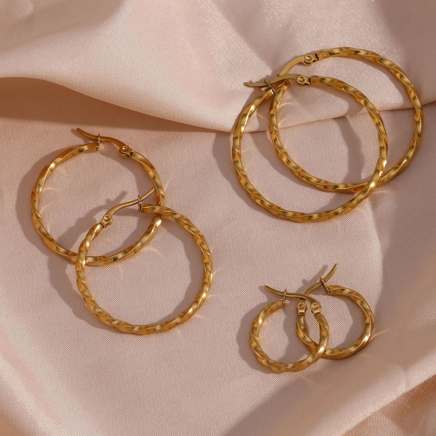 Golden Twist Hoop Earrings