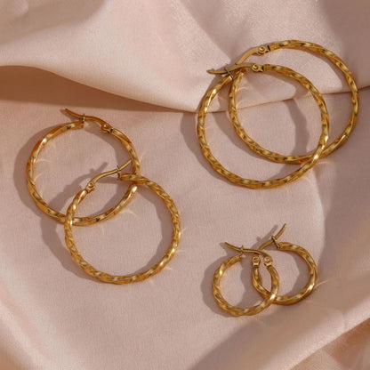 Golden Twist Hoop Earrings
