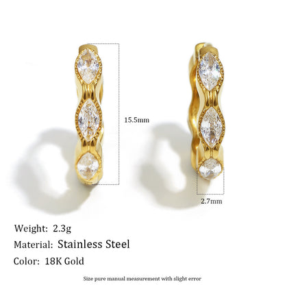 STUD mini marquise hoop earrings – 18K gold-plated, waterproof, anti-tarnish design with zircon stones