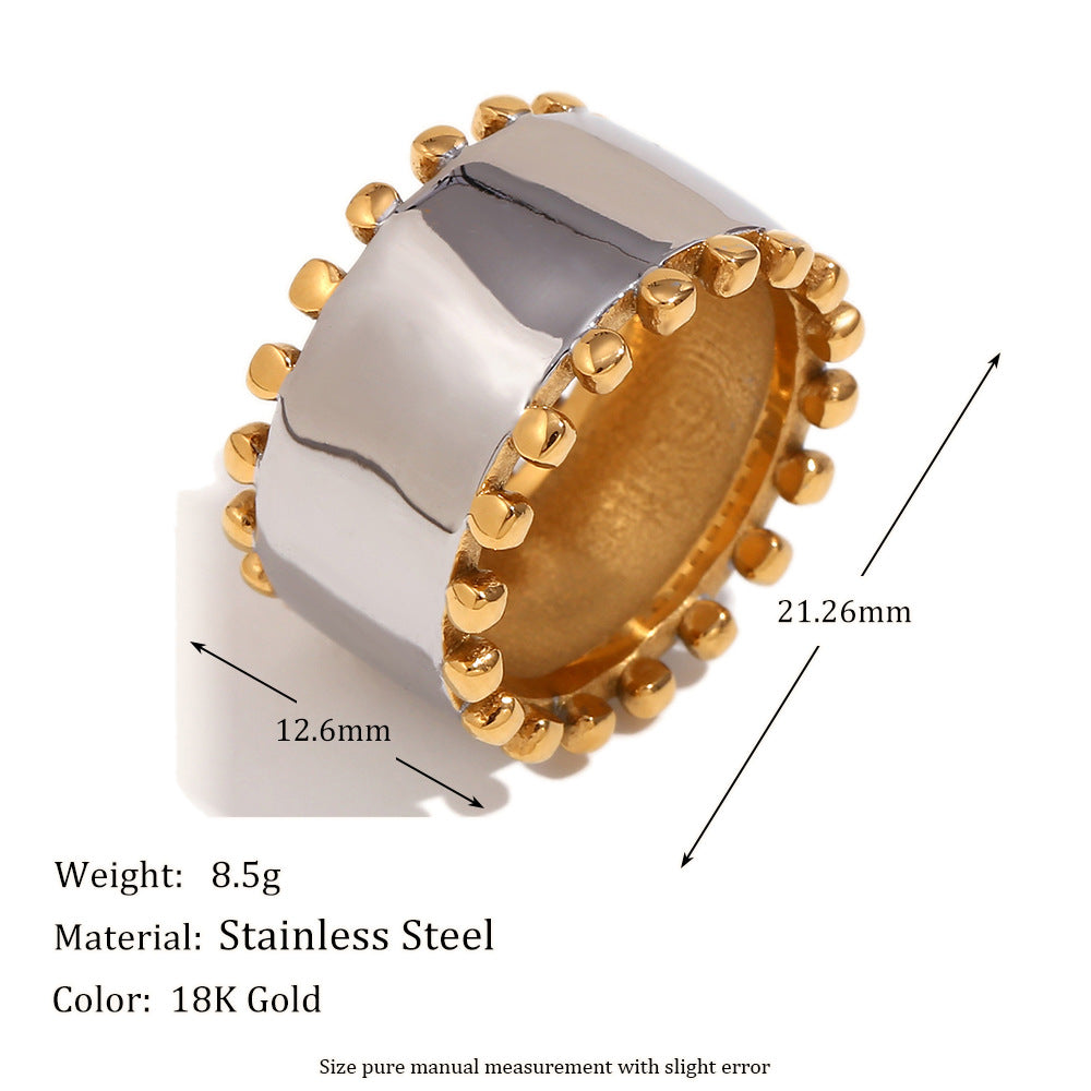 Size details of Beaded edge gold ring for women – 18K gold-plated stainless steel with smooth polished finish – minimalist jewelry by STUD (Shop Till You Drop)