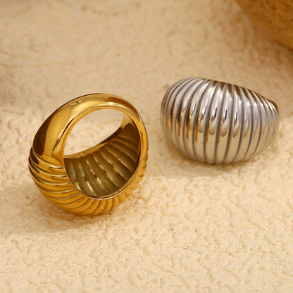 rear view of Chunky gold dome ring 