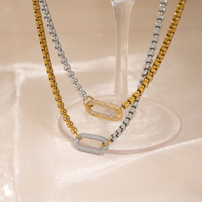 Silver Two-Tone Pendant Necklace