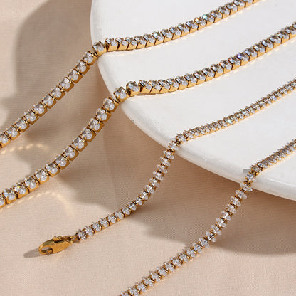 18K gold plated tennis bracelet with high-clarity round-cut zircon stones – STUD