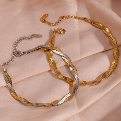 18K gold plated twist duo snake bracelet in silver and gold tones – STUD