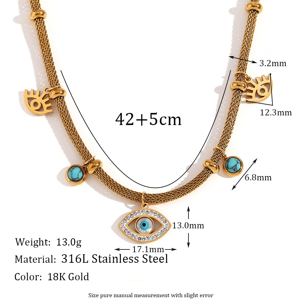 18K Gold Plated Turquoise Evil Eye Necklace