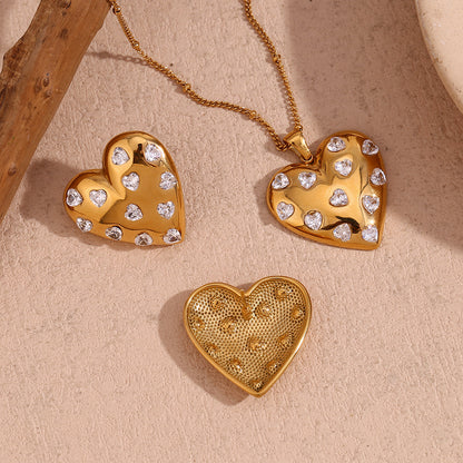 Romantic Zircon Heart Beaded Earrings