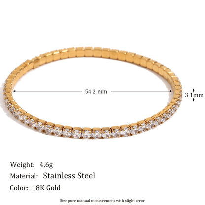 18K gold plated stretch bracelet with round-cut zircon stones – STUD