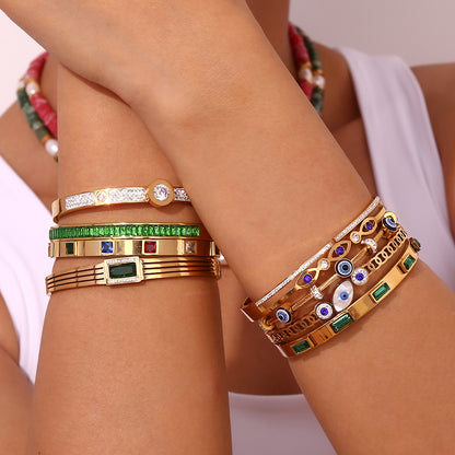 Detail view of Evil Eye Zircon Bracelet by STUD