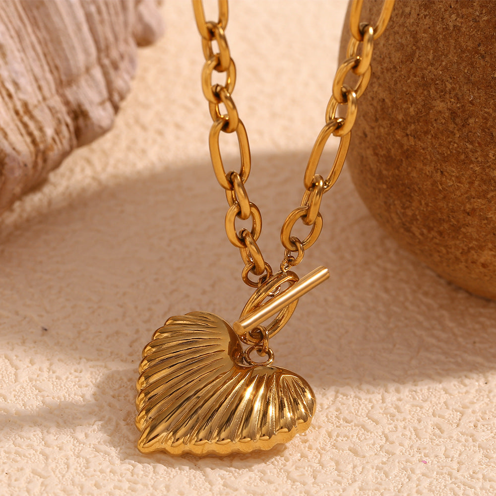 Irregular Chain Heart-Shaped Toggle Necklace