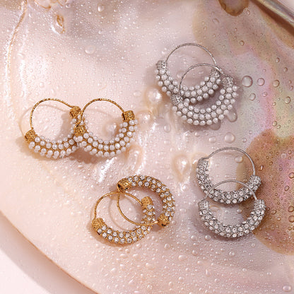 Vintage Gold Basket Earrings with Pearl