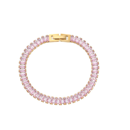 18K gold plated pink emerald zircon bracelet – STUD-Shop Till You Drop