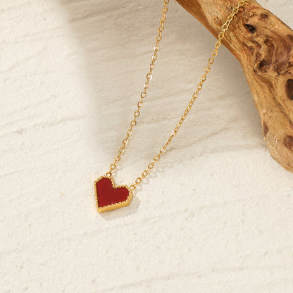 Red heart pendant necklace – French vintage design in gold plating by STUD-Shop Till You Drop