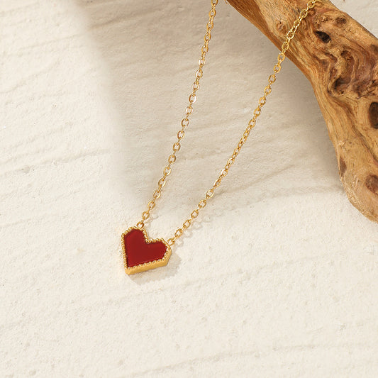 French Elegance Red Heart Pendant Necklace