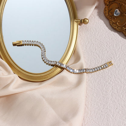 18K gold plated clear emerald zircon bracelet – STUD-Shop Till You Drop