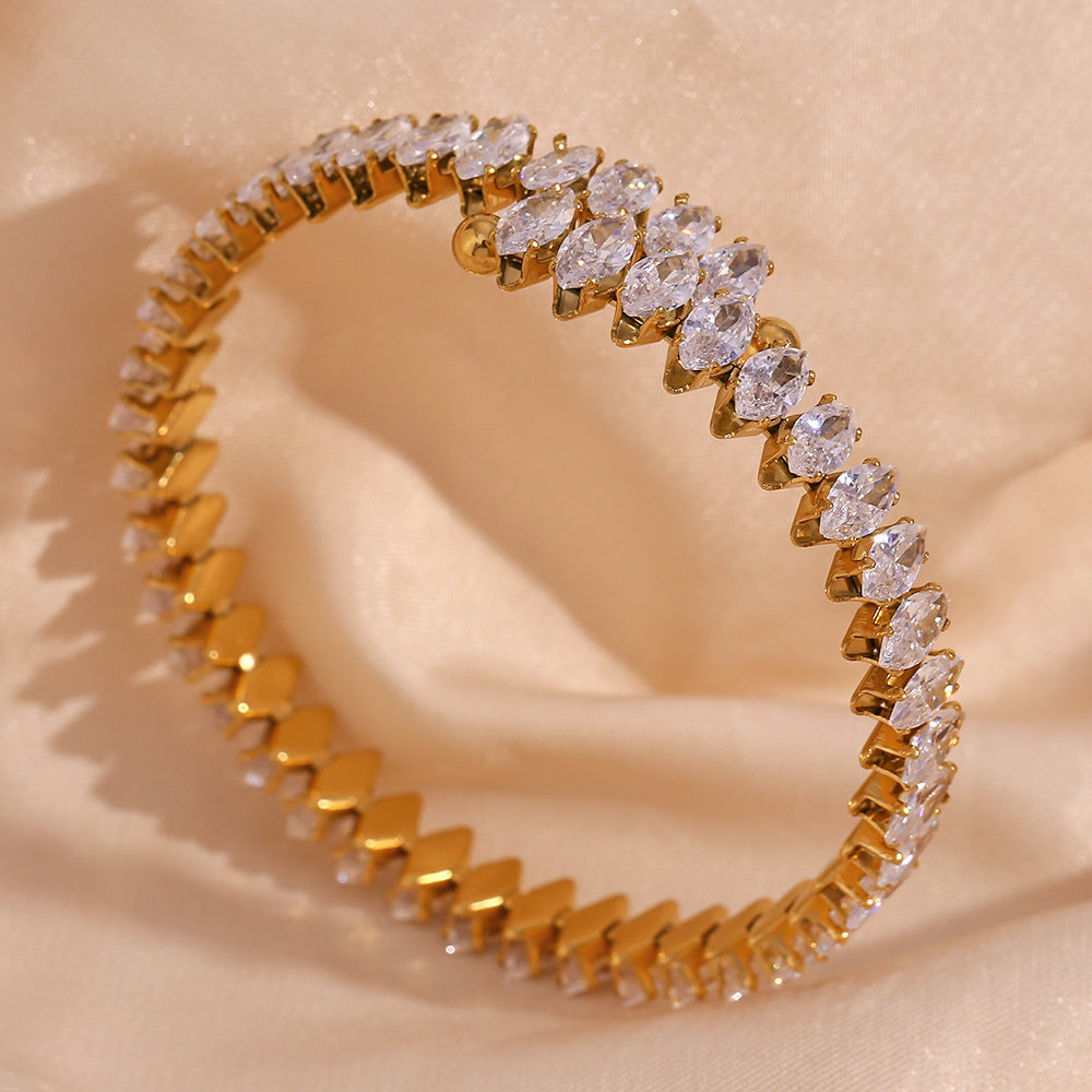 Gold and Diamond-Accented Adjustable Bracelet