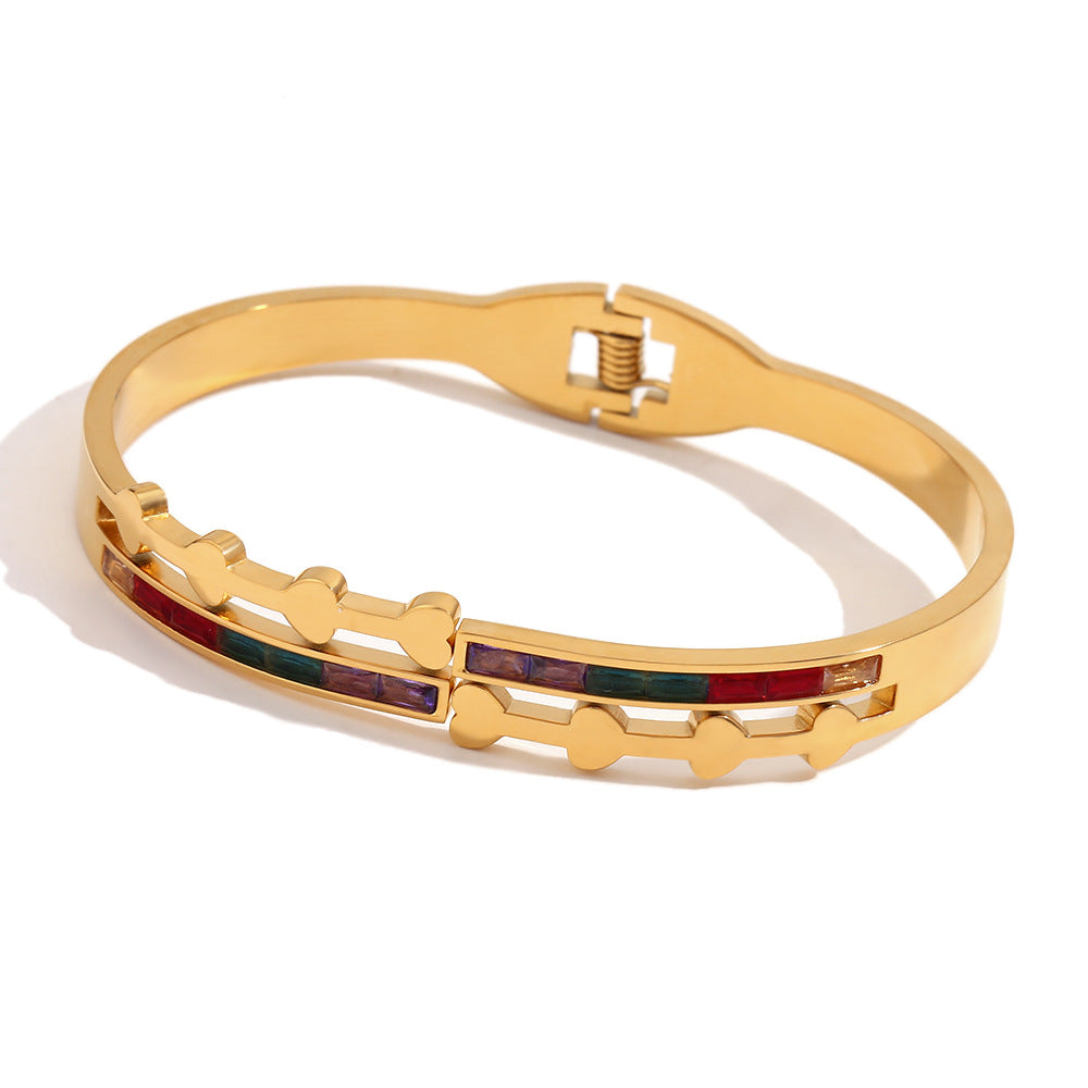 Colorful Zircon Heart Bangle