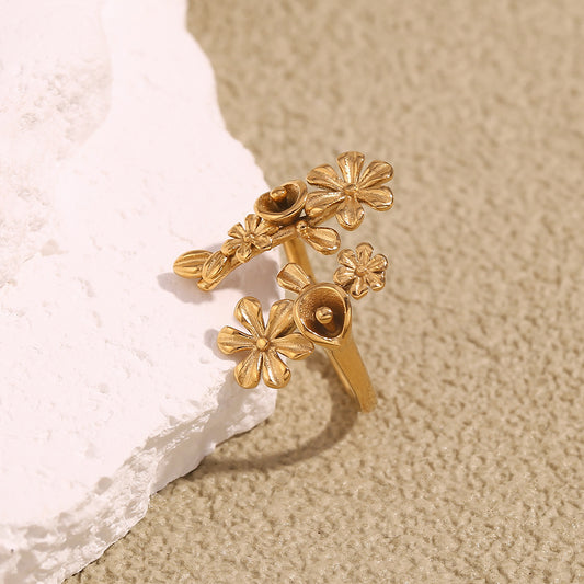 Golden Bloom Adjustable Flower Ring