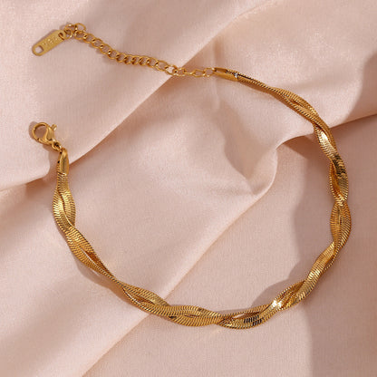 Twist Snake Chain Bracelet in gold finish by STUD