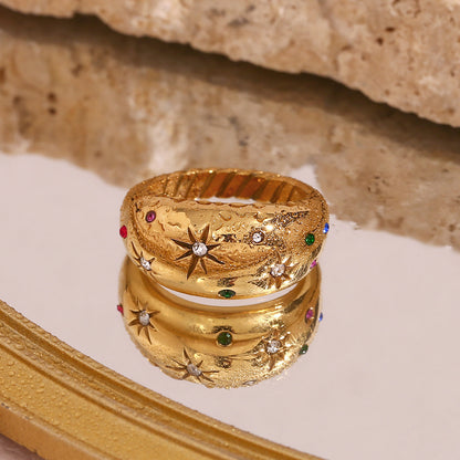 Celestial Charm Gold-Plated Dome Ring