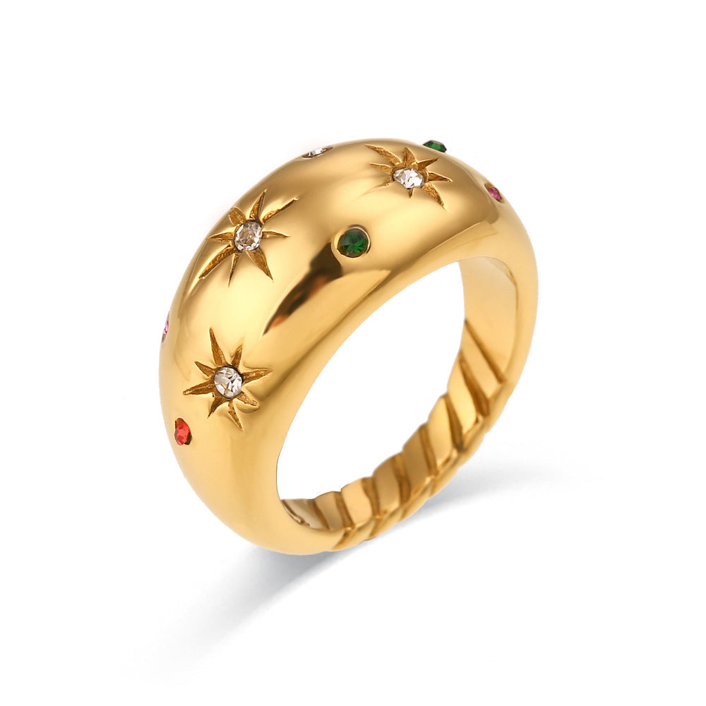 Celestial Charm Gold-Plated Dome Ring