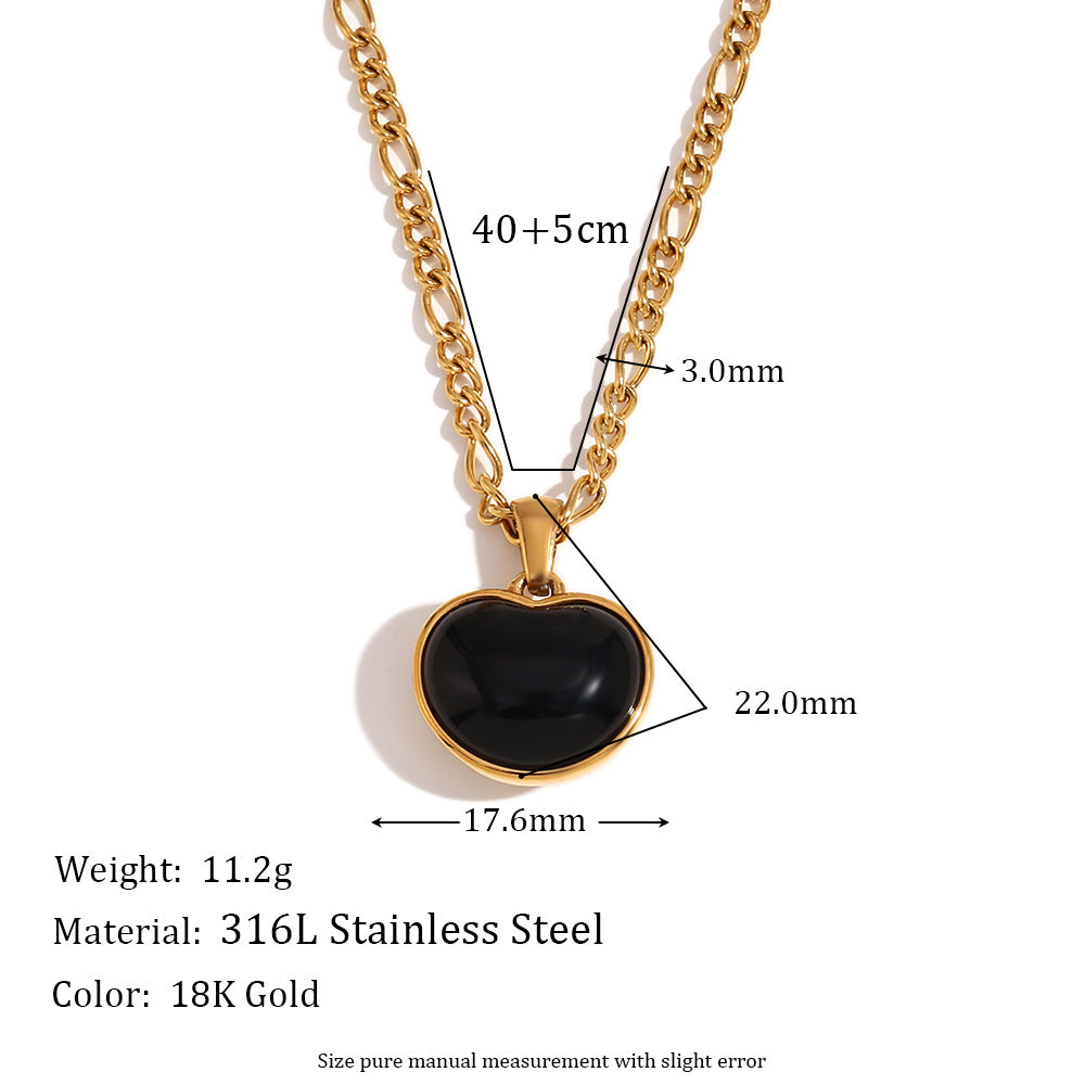 18K Gold Plated Black Onyx Heart Necklace