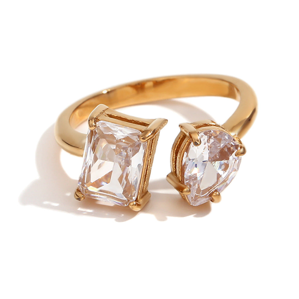 18K Gold Plated Geometric Zircon Open Ring