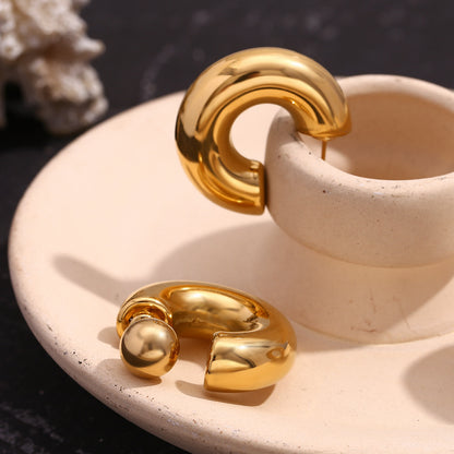 Hollow tube ball hoop earrings – 18K gold-plated, minimalist, waterproof and hypoallergenic by STUD (Shop Till You Drop)