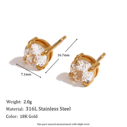 Size Details of Gold paperclip link earrings with zircon accents – 18K gold-plated, waterproof by STUD (Shop Till You Drop)