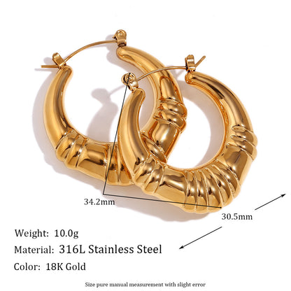 Size Details of Vintage-inspired gold hoop earrings – 18K gold-plated triple-stripe, waterproof by STUD (Shop Till You Drop)