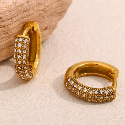 Gold zircon hoop earrings – 18K gold-plated, waterproof, anti-tarnish jewelry by STUD (Shop Till You Drop)