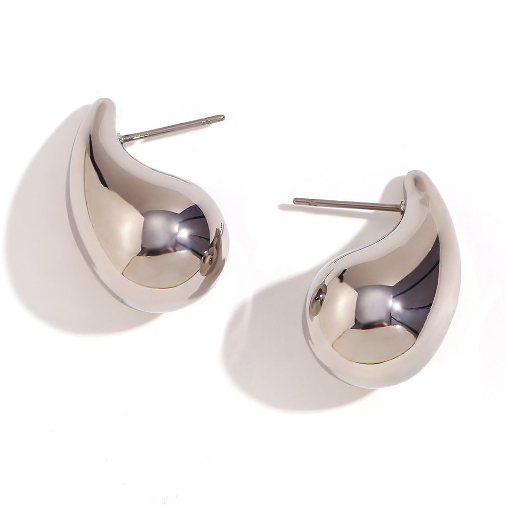 Minimalist Silver French Geometric Hollow Teardrop Earrings