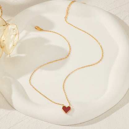 French Elegance Red Heart Pendant Necklace