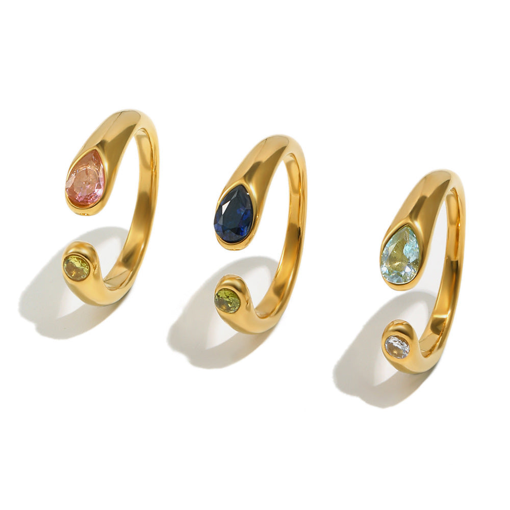 Arctic blue Serpent Zircon Ring detail
