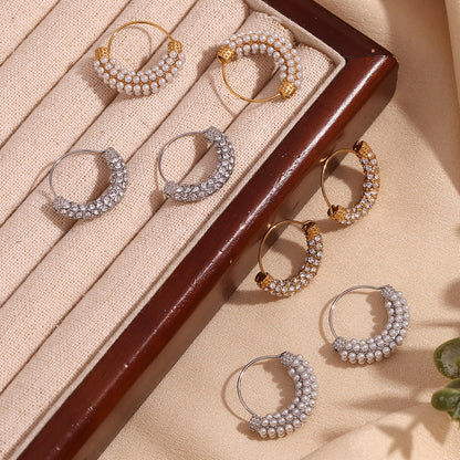 Vintage Gold Basket Earrings with Pearl