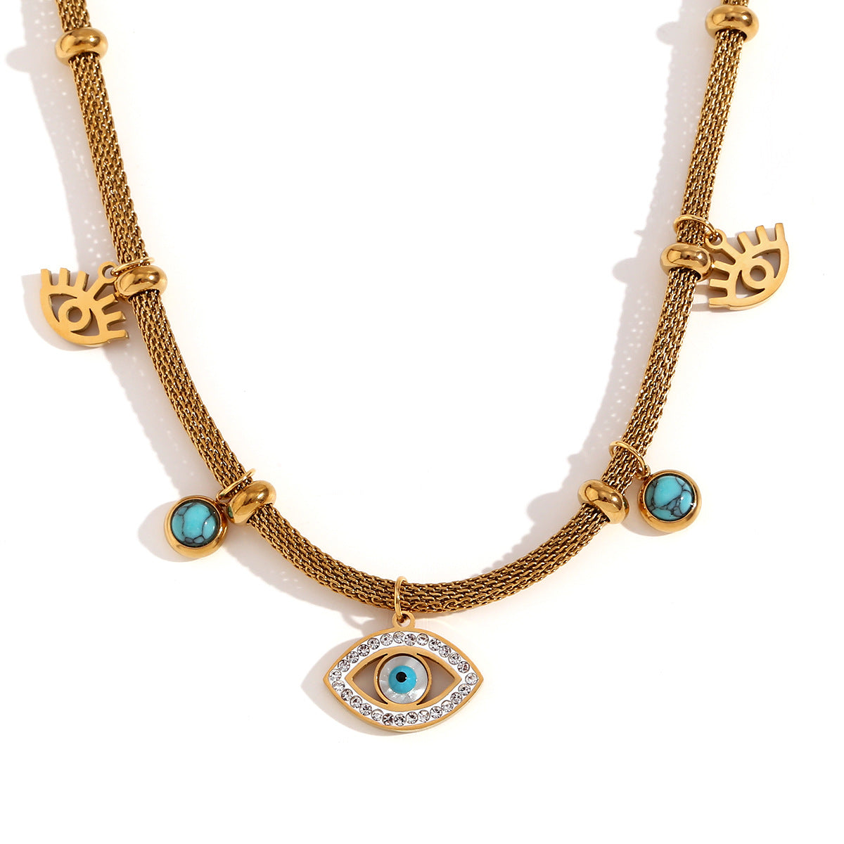 18K Gold Plated Turquoise Evil Eye Necklace