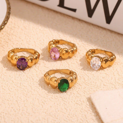 Vintage Gold White Beaded Ring