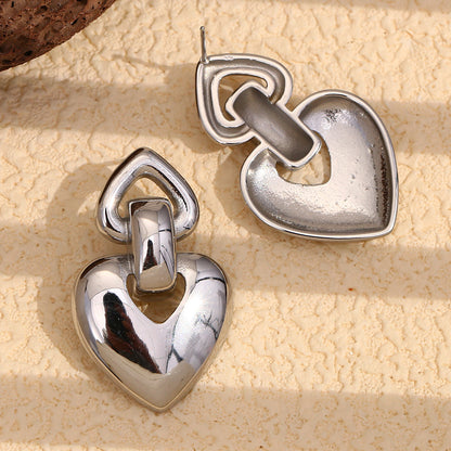 Heart hoop silver earrings – stainless steel, waterproof, anti-tarnish jewelry by STUD (Shop Till You Drop)