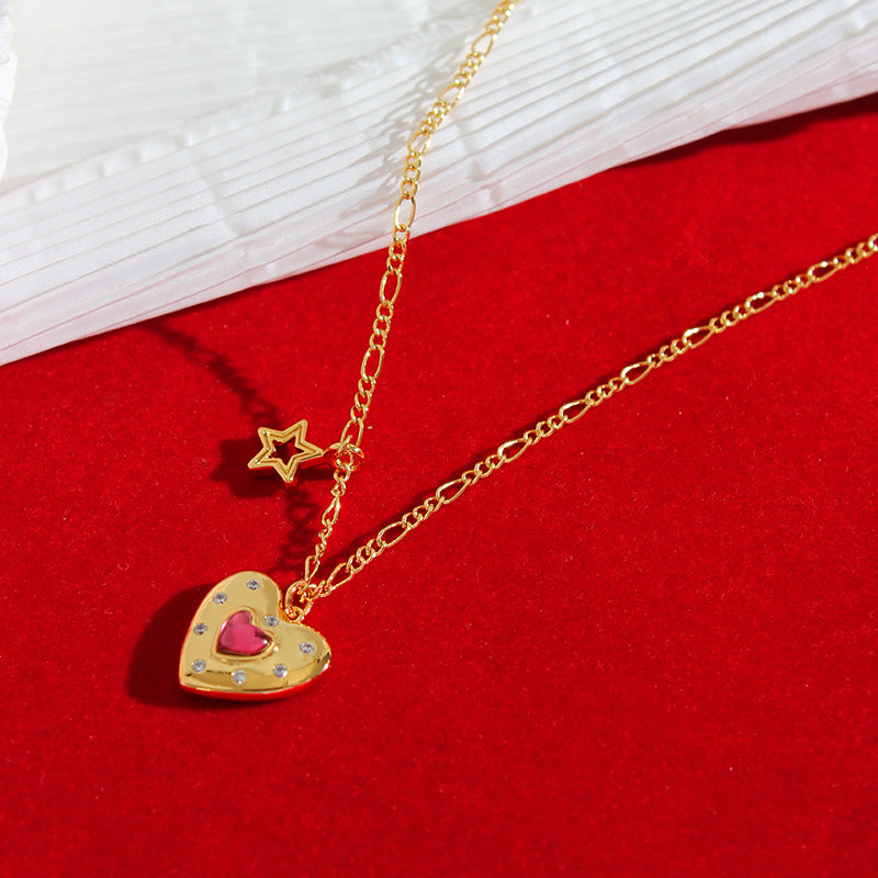 Vintage Heart Pendant Necklace with Diamonds