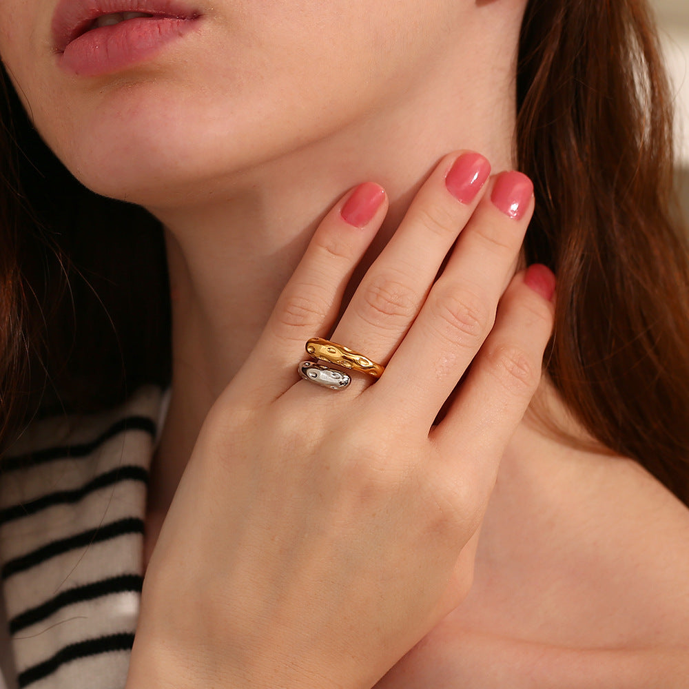 Vintage Hammered Snake Open Ring – 18K Gold Plated