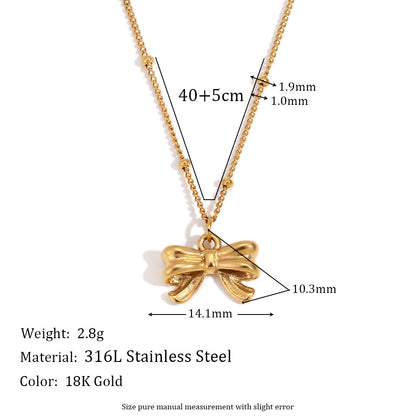 Gold bow pendant necklace - 18K gold plated, waterproof and hypoallergenic by STUD