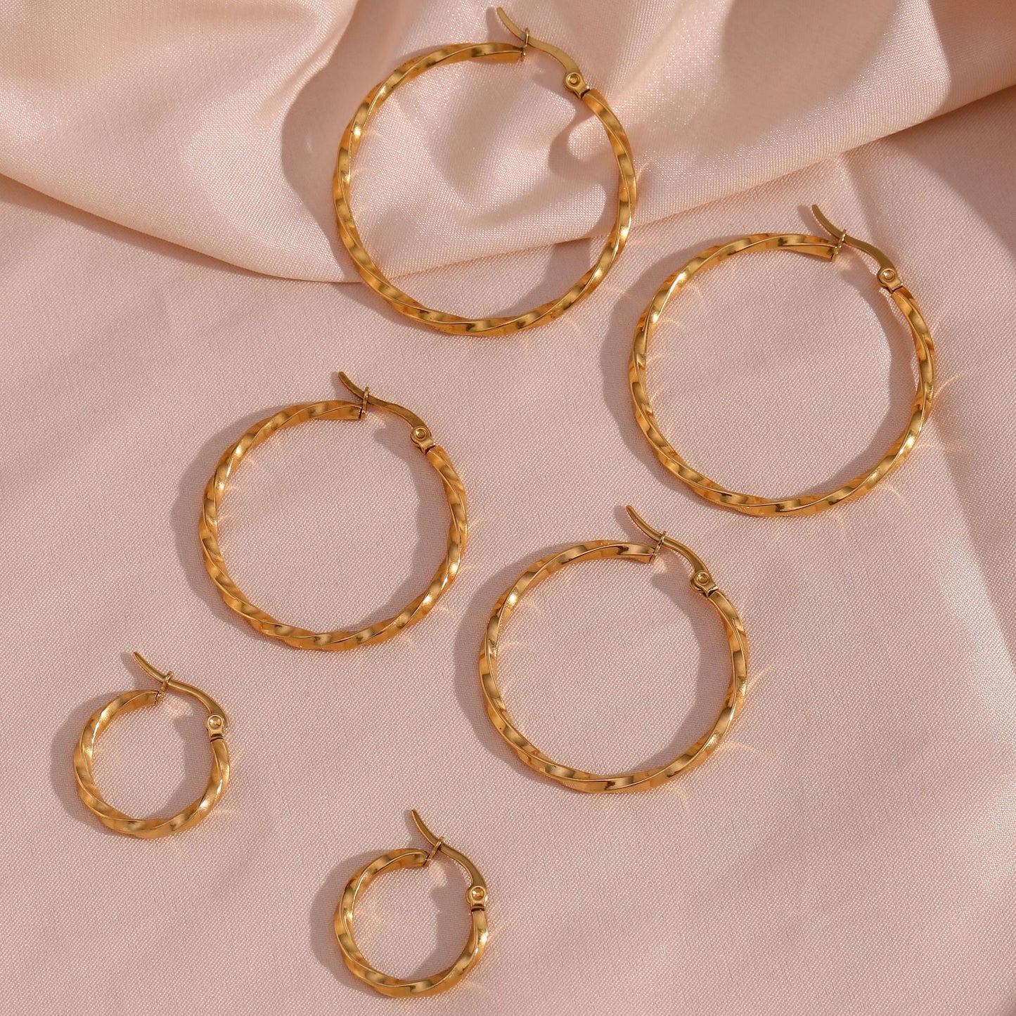 Golden Twist Hoop Earrings
