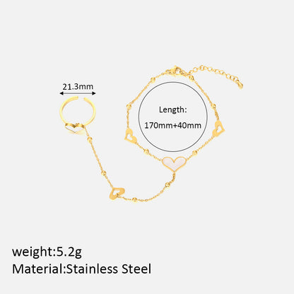 Size Details of 
Golden heart finger bracelet with polished finish – waterproof and stylish – STUD