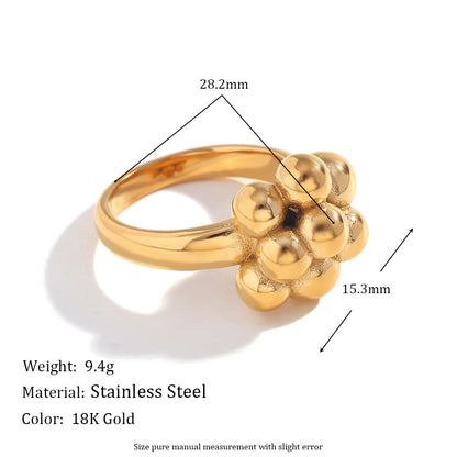 Size details of Gold bubble ring – sculptural balloon-style band in 18K gold-plated stainless steel – waterproof fashion jewelry by STUD (Shop Till You Drop)