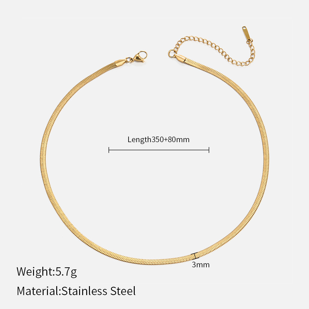 18K Gold-Plated Stainless Steel Flat Snake Chain Necklace