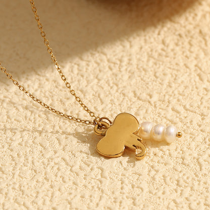 18K gold plated elephant pendant necklace with freshwater pearls – boho chic by STUD