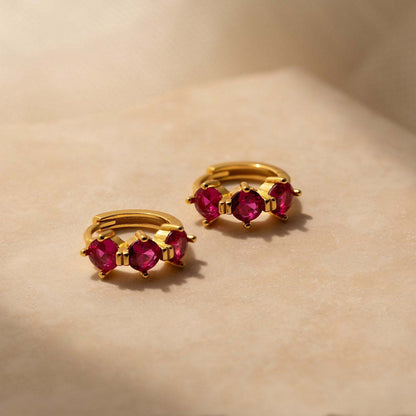 Gold Birthstone Stud Earrings – Zodiac-Inspired Set | STUD